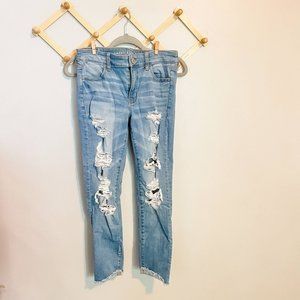 American Eagle Distressed Jeggings Size 8 Long VGUC